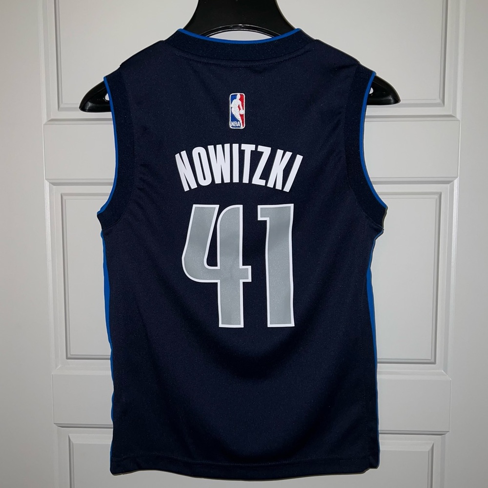 Nowitzki Dallas Mavericks #41 Original Adidas Jersey Navy Blue Dallas Skyline S